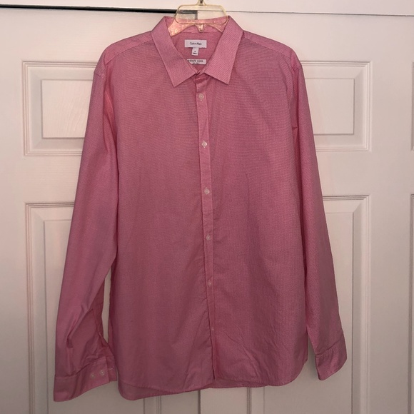 Calvin Klein Red Graph Check Dress Shirt, XL - Picture 1 of 4